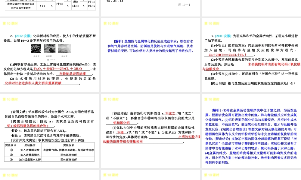 （安徽专版）中考化学教材化总复习 基础过关篇（主题10-12课时）课件 新人教版