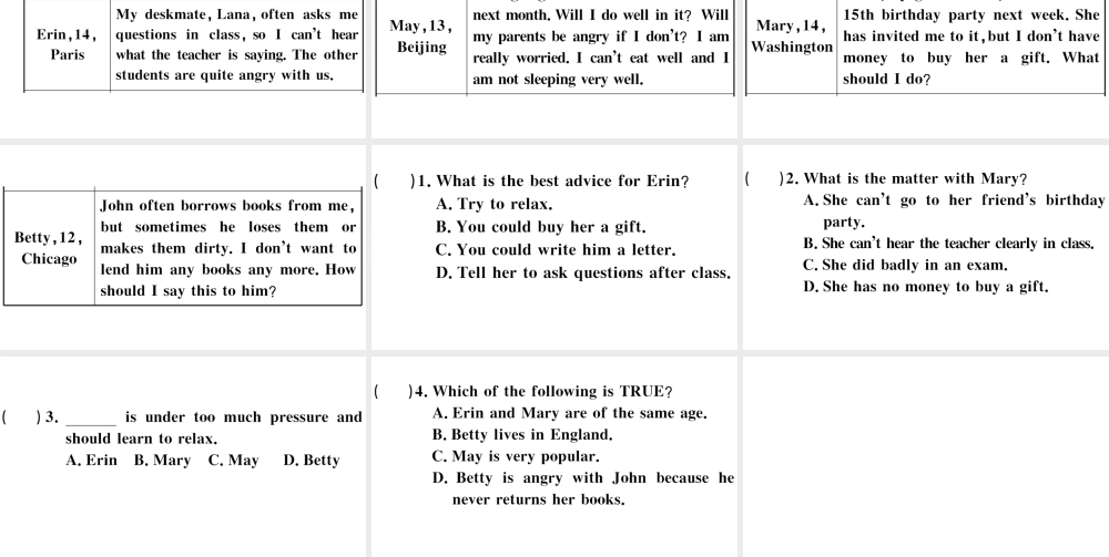 （安徽专版）八年级英语下册 Unit 4 Why don’t you talk to your parents第二课时习题课件（新版）人教新目标版-（新版）人教新目标版初中八年级下册英语课件