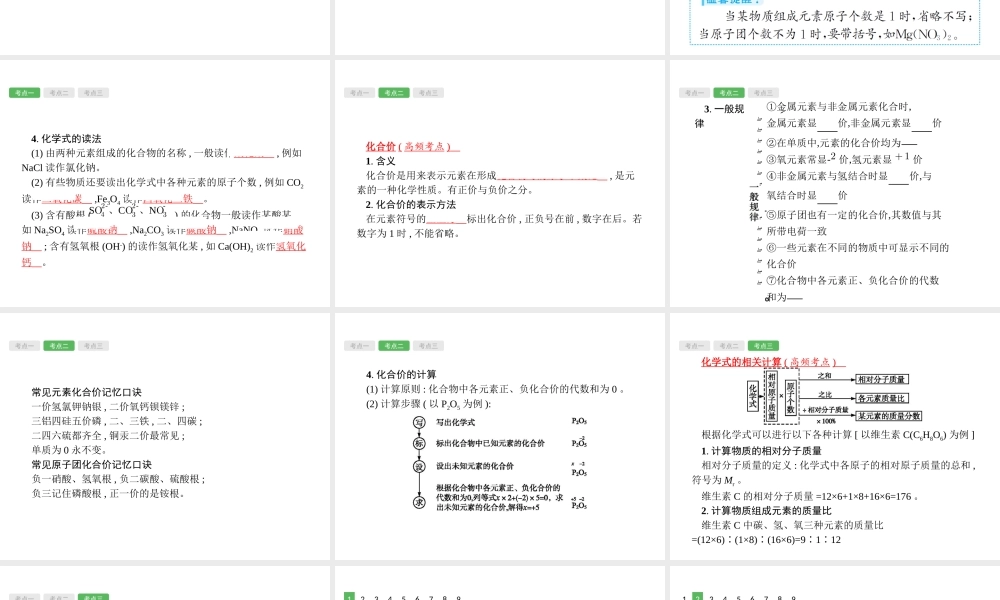 （安徽专版）中考化学总复习 4 课时2 化学式与化合价课件-人教版初中九年级全册化学课件