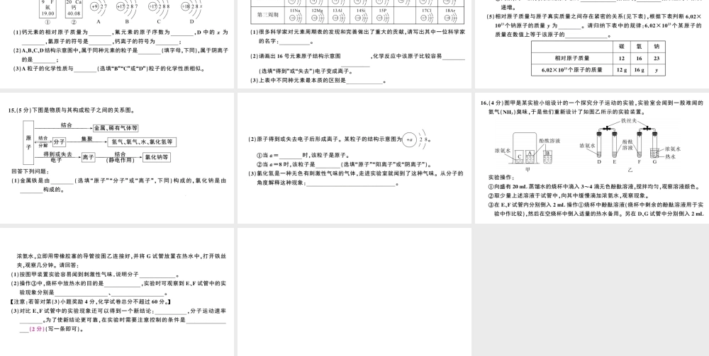 （安徽专版）秋九年级化学上册 第三单元 物质构成的奥秘检测卷课件 （新版）新人教版-（新版）新人教版初中九年级上册化学课件