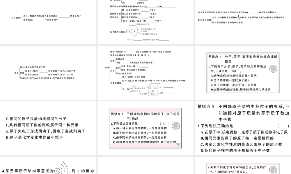 （安徽专版）秋九年级化学上册 第三单元 物质构成的奥秘小结与复习习题课件（新版）新人教版-（新版）新人教版初中九年级上册化学课件
