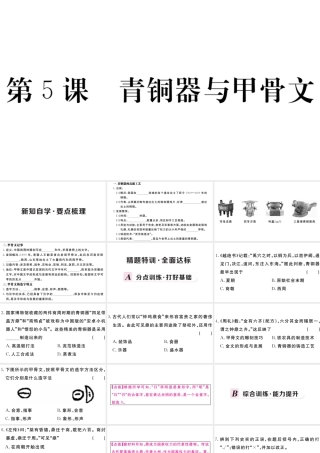 （安徽专版）秋七年级历史上册 第二单元 夏商周时期：早期国家的产生与社会变革5 青铜器与甲骨文习题课件 新人教版-新人教版初中七年级上册历史课件