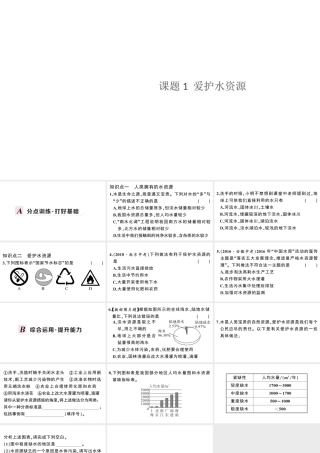（安徽专版）秋九年级化学上册 第四单元 自然界的水 课题1 爱护水资源习题课件（新版）新人教版-（新版）新人教版初中九年级上册化学课件