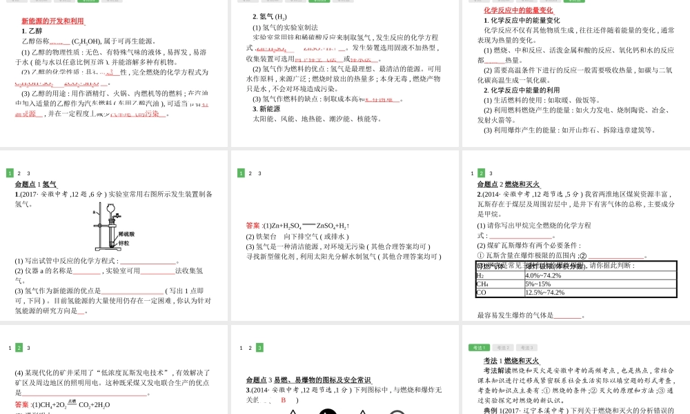 （安徽专版）中考化学总复习 7 燃料及其利用课件-人教版初中九年级全册化学课件