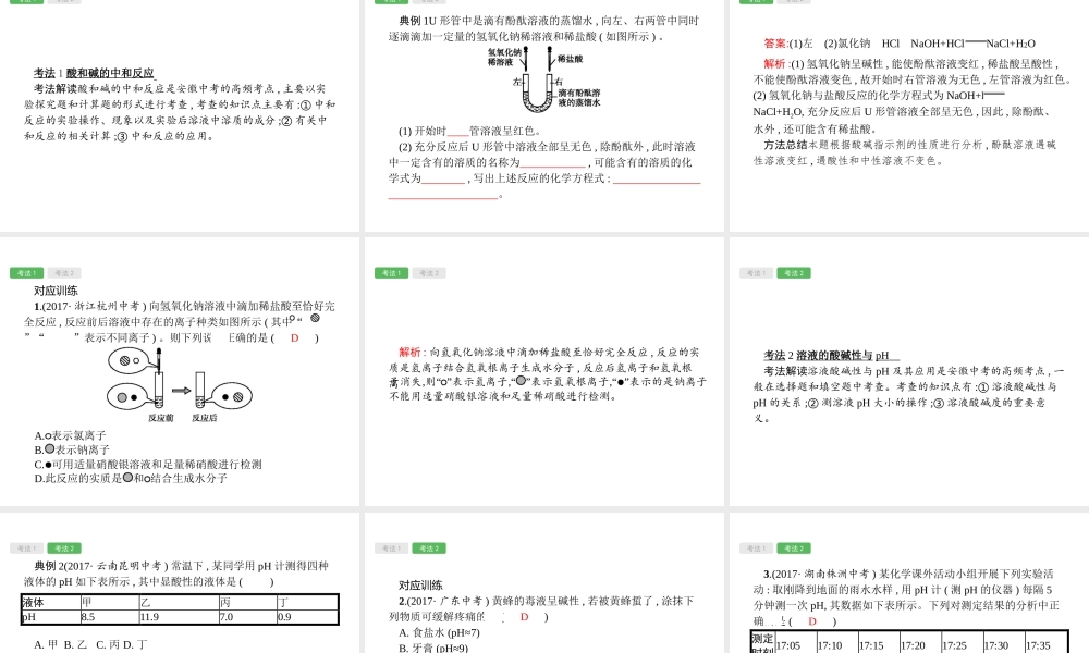 （安徽专版）中考化学总复习 10.2 酸碱中和反应与溶液的酸碱性课件-人教版初中九年级全册化学课件
