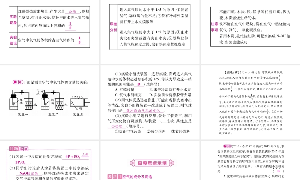 （安徽专版）中考化学总复习 第1部分 教材系统复习 第二单元 我们周围的空气课件 新人教版-新人教版初中九年级全册化学课件