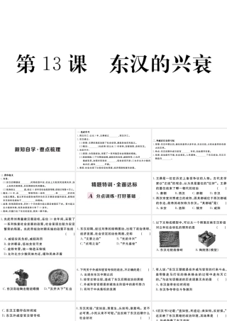 （安徽专版）秋七年级历史上册 第三单元 秦汉时期：统一多民族国家的建立和巩固13 东汉的兴衰习题课件 新人教版-新人教版初中七年级上册历史课件