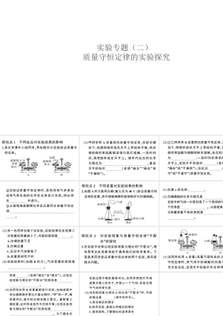 （安徽专版）秋九年级化学上册 第五单元 化学方程式 实验专题（二）质量守恒定律的实验探究习题课件（新版）新人教版-（新版）新人教版初中九年级上册化学课件