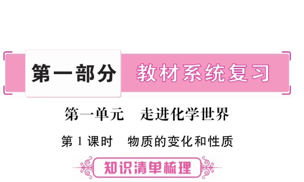 （安徽专版）中考化学总复习 第1部分 教材系统复习 第一单元 走进化学世界课件 新人教版-新人教版初中九年级全册化学课件