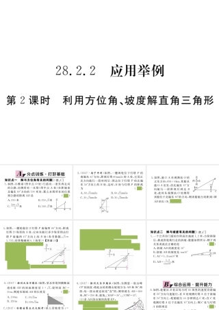 （安徽专版）九年级数学下册 第二十八章 锐角三角函数 28.2.2 第2课时 利用方位角、坡度解直角三角形练习课件 （新版）新人教版-（新版）新人教版初中九年级下册数学课件