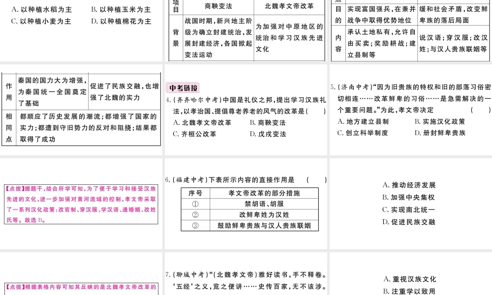 （安徽专版）秋七年级历史上册 第四单元 三国两晋南北朝时期：政权分立与民族融合小结习题课件 新人教版-新人教版初中七年级上册历史课件