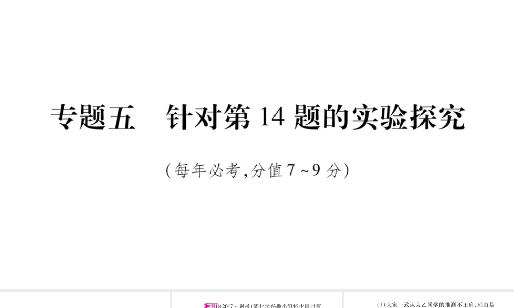 （安徽专版）中考化学总复习 第二部分 题型专题突破 专题5 实验探究课件-人教版初中九年级全册化学课件