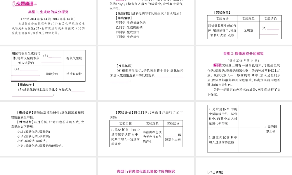 （安徽专版）中考化学总复习 第二部分 题型专题突破 专题5 实验探究课件-人教版初中九年级全册化学课件