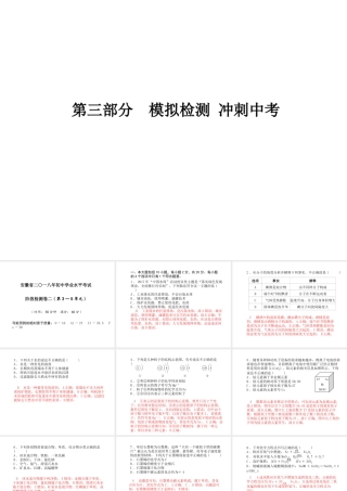 （安徽专版）中考化学总复习 第三部分 模拟检测 冲刺中考 阶段检测卷（二）课件 新人教版-新人教版初中九年级全册化学课件