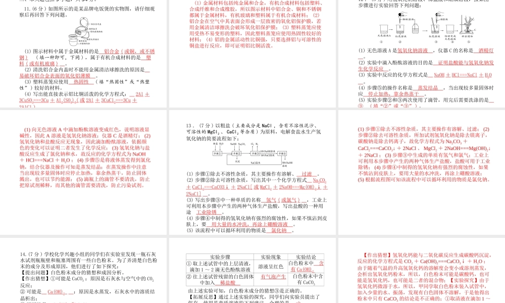 （安徽专版）中考化学总复习 第三部分 模拟检测 冲刺中考 阶段检测卷（五）课件 新人教版-新人教版初中九年级全册化学课件