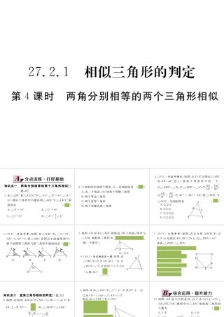 （安徽专版）九年级数学下册 第二十七章 相似 27.2.1 第4课时 两角分别相等的两个三角形相似练习课件 （新版）新人教版-（新版）新人教版初中九年级下册数学课件