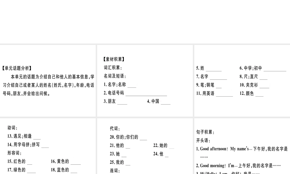 （安徽专版）秋七年级英语上册 Unit 1 My name’s Gina写作专项习题讲评课件 （新版）人教新目标版-（新版）人教新目标版初中七年级上册英语课件