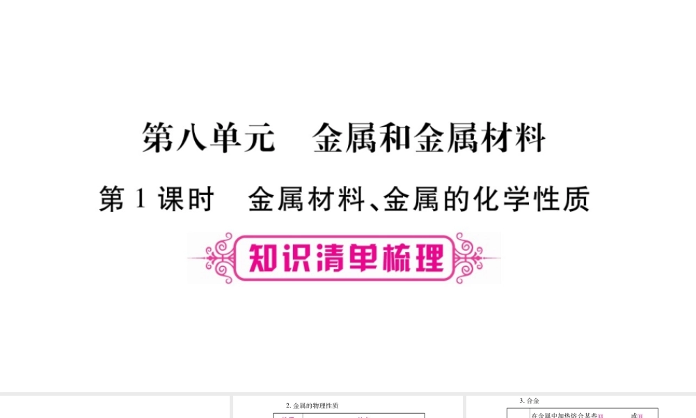 （安徽专版）中考化学总复习 第一部分 教材系统复习 第8单元 金属和金属材料课件-人教版初中九年级全册化学课件