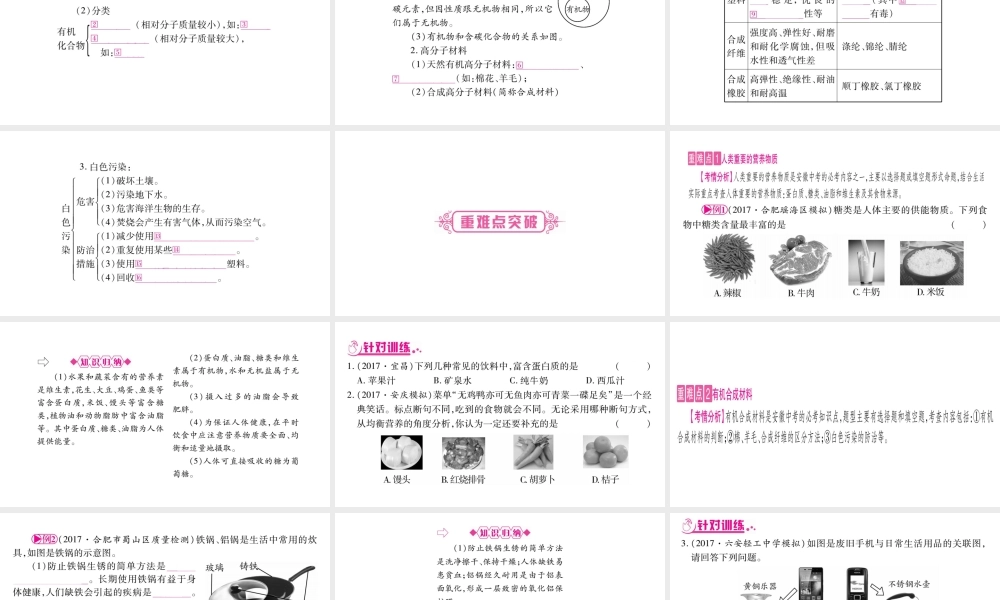 （安徽专版）中考化学总复习 第一部分 教材系统复习 第12单元 化学与生活课件-人教版初中九年级全册化学课件