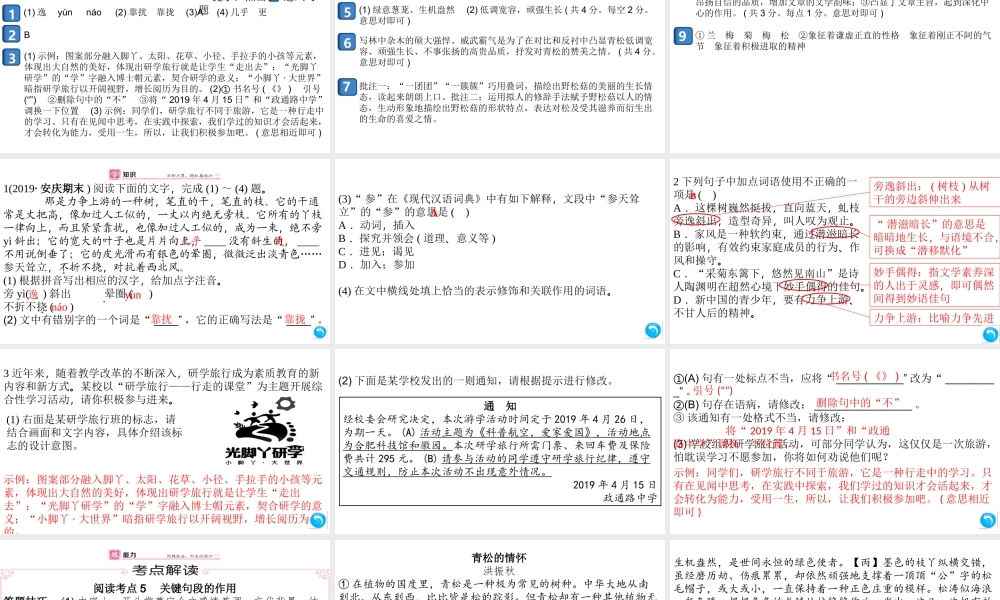 （安徽专版）八年级语文上册 第四单元 15 白杨礼赞课件 新人教版-新人教版初中八年级上册语文课件