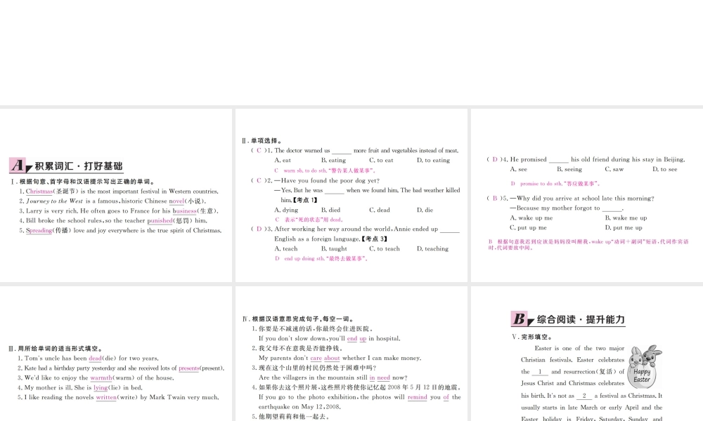 （安徽专版）九年级英语全册 Unit 2 I think that mooncakes are delicious（第5课时）习题课件 （新版）人教新目标版-（新版）人教新目标版初中九年级全册英语课件