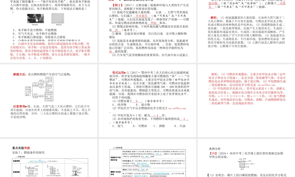 （安徽专版）中考化学总复习 第一部分 系统复习 成绩基石 第七单元 燃料及其利用课件 新人教版-新人教版初中九年级全册化学课件