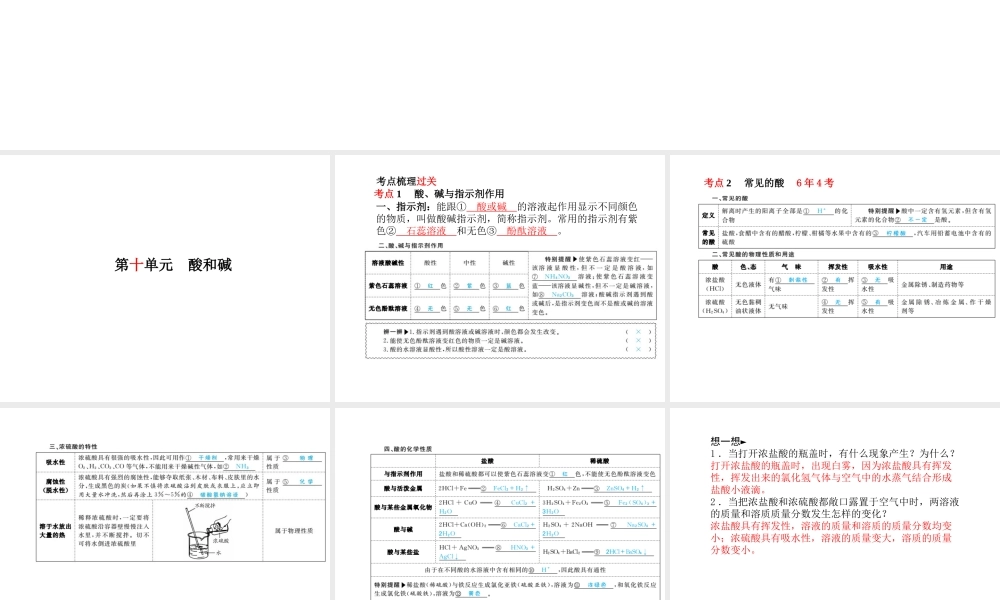 （安徽专版）中考化学总复习 第一部分 系统复习 成绩基石 第十单元 酸和碱课件 新人教版-新人教版初中九年级全册化学课件