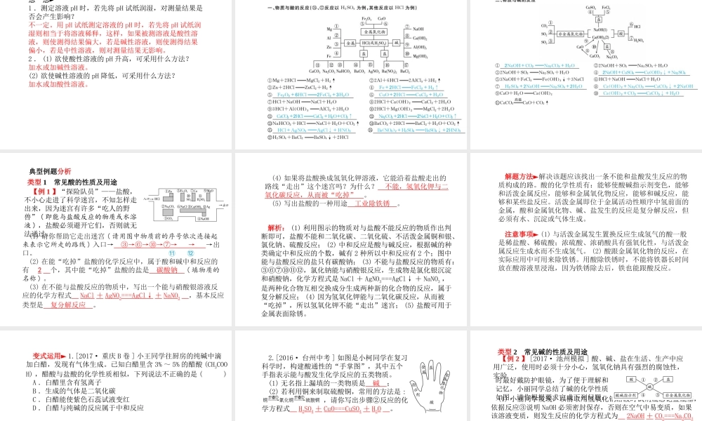（安徽专版）中考化学总复习 第一部分 系统复习 成绩基石 第十单元 酸和碱课件 新人教版-新人教版初中九年级全册化学课件