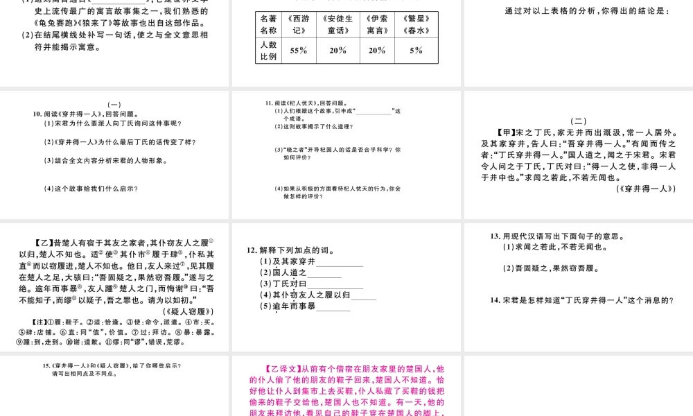 （安徽专版）秋七年级语文上册 第六单元 22 寓言四则习题课件 新人教版-新人教版初中七年级上册语文课件