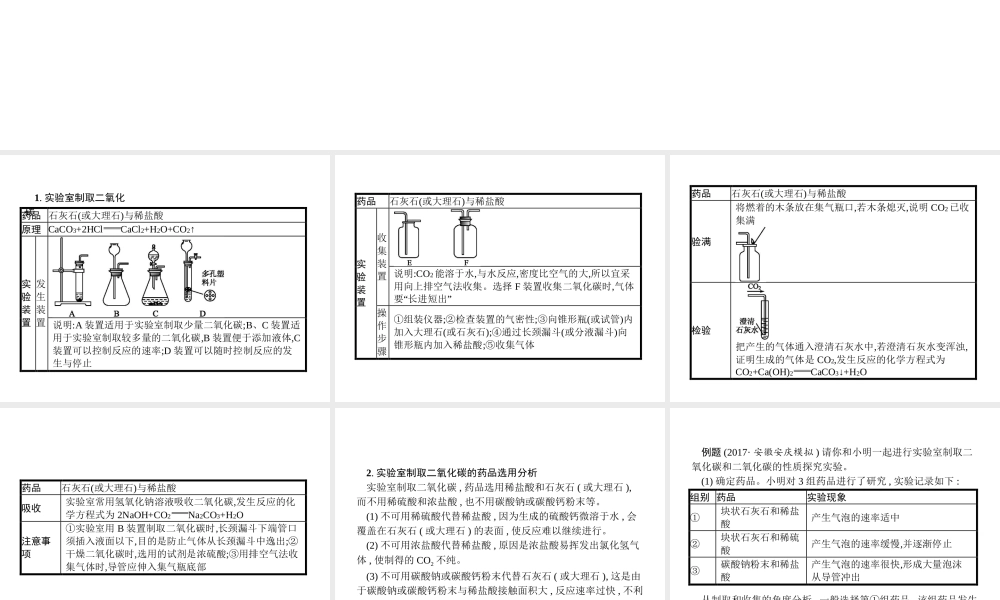 （安徽专版）中考化学总复习 实验6 二氧化碳的实验室制取课件-人教版初中九年级全册化学课件