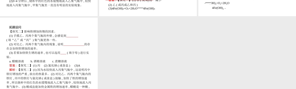 （安徽专版）中考化学总复习 实验8 铁钉锈蚀条件的探究课件-人教版初中九年级全册化学课件