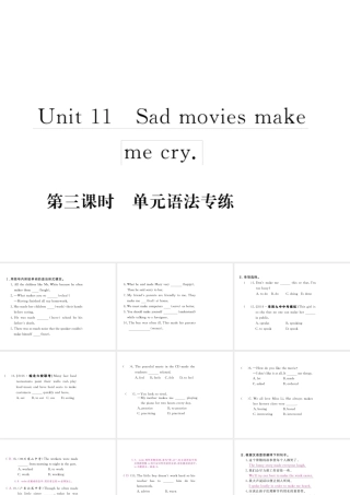 （安徽专版）九年级英语全册 Unit 11 Sad movies make me cry（第3课时）语法专练习题课件 （新版）人教新目标版-（新版）人教新目标版初中九年级全册英语课件