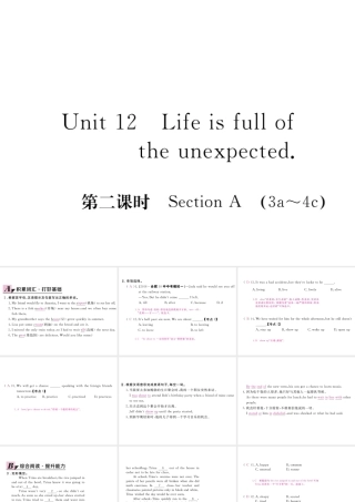 （安徽专版）九年级英语全册 Unit 12 Life is full of the unexpected（第2课时）习题课件 （新版）人教新目标版-（新版）人教新目标版初中九年级全册英语课件