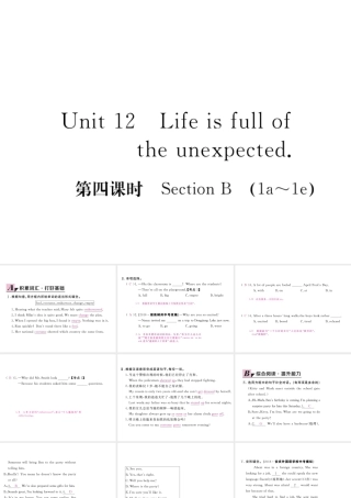 （安徽专版）九年级英语全册 Unit 12 Life is full of the unexpected（第4课时）习题课件 （新版）人教新目标版-（新版）人教新目标版初中九年级全册英语课件