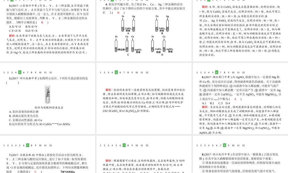 （安徽专版）中考化学总复习 专项1 金属活动性顺序的探究与应用课件-人教版初中九年级全册化学课件