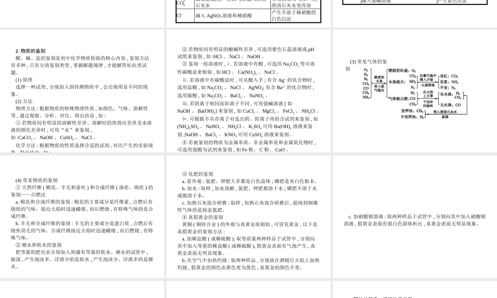 （安徽专版）中考化学总复习 专项2 物质的检验、鉴别与除杂课件-人教版初中九年级全册化学课件