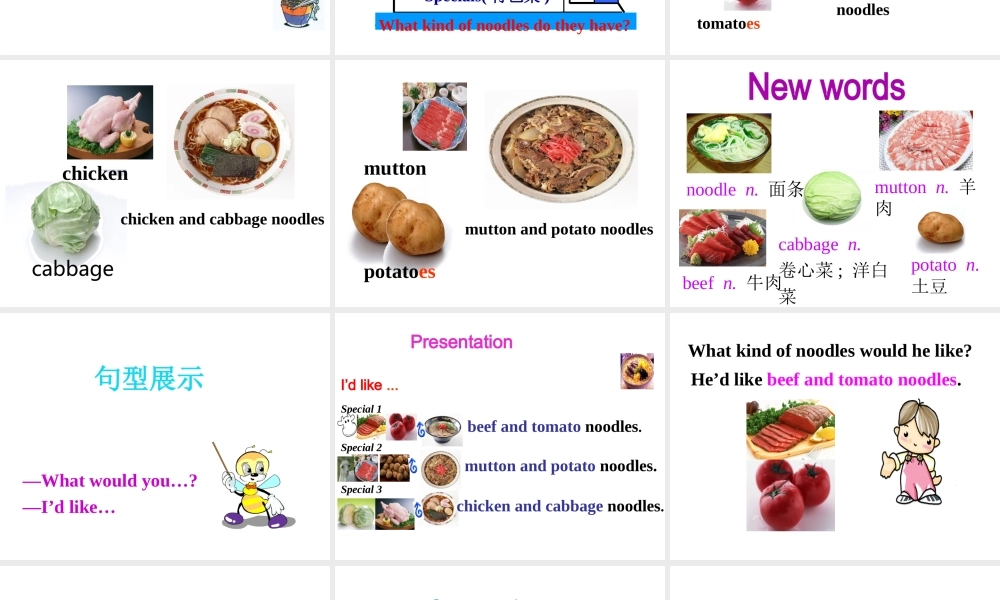 （安徽专版）春七年级英语下册 Unit 10 I’d like some noodles Section A（第1课时）教学课件 （新版）人教新目标版-（新版）人教新目标版初中七年级下册英语课件