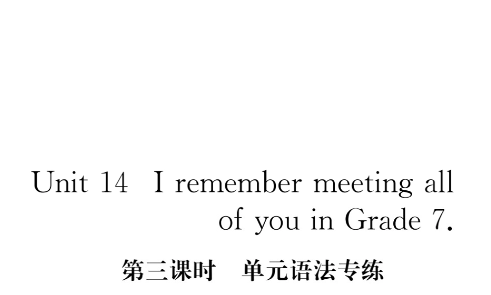 （安徽专版）九年级英语全册 Unit 14 I remember meeting all of you in Grade 7（第3课时）语法专练习题课件 （新版）人教新目标版-（新版）人教新目标初中九年级全册英语课件