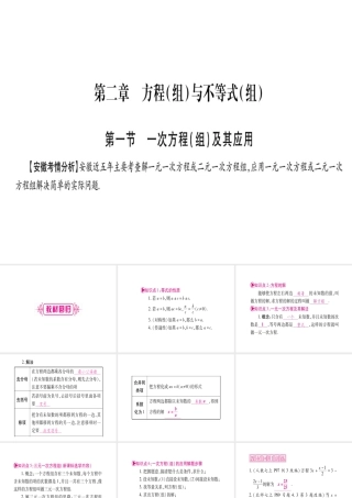 （安徽专版）中考数学总复习 第一轮 考点系统复习 第2章 方程组与不等式组 第1节 一次方程（组）及其应用课件-人教版初中九年级全册数学课件