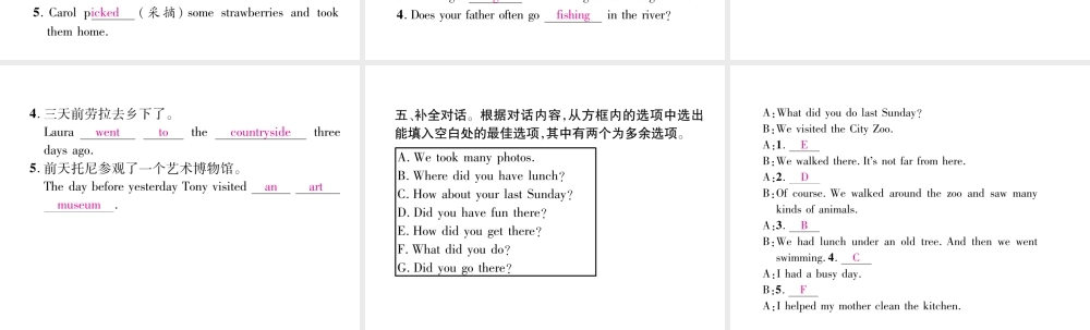 （安徽专版）春七年级英语下册 Unit 11 How was your school trip（第3课时）Section B（1a-1d）习题课件 （新版）人教新目标版-（新版）人教新目标版初中七年级下册英语课件