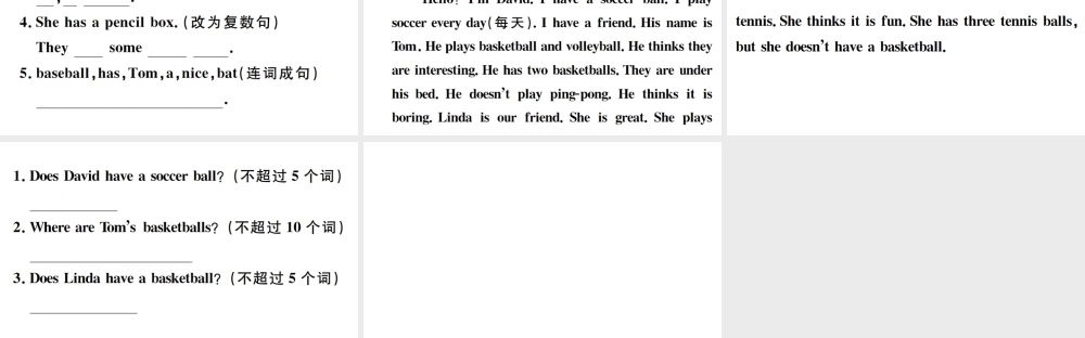 （安徽专版）秋七年级英语上册 Unit 5 Do you have a soccer ball第三课时习题课件（新版）人教新目标版-（新版）人教新目标版初中七年级上册英语课件