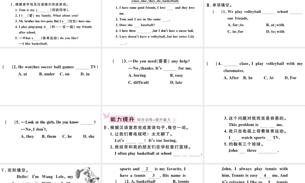 （安徽专版）秋七年级英语上册 Unit 5 Do you have a soccer ball第四课时习题课件（新版）人教新目标版-（新版）人教新目标版初中七年级上册英语课件