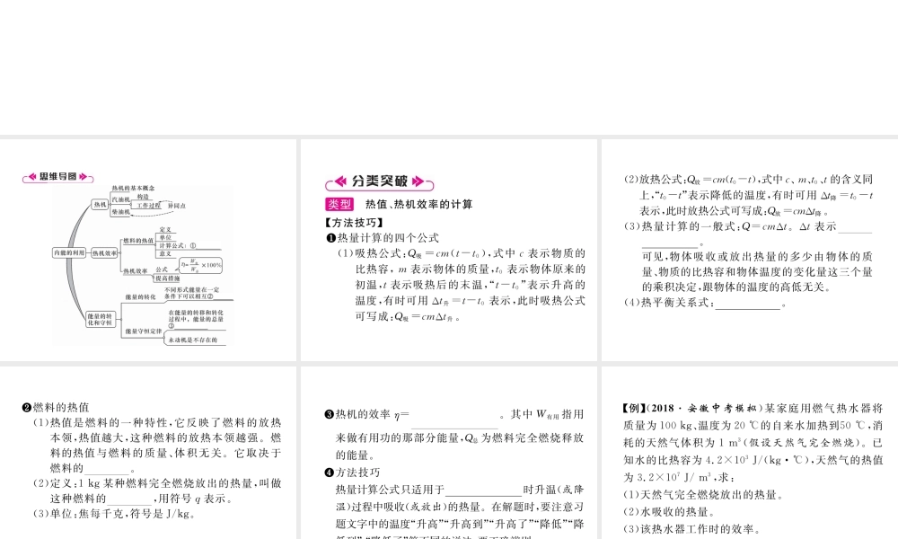 （安徽专版）秋九年级物理全册 第14章 内能的利用重难点、易错点突破方法技巧课件 （新版）新人教版-（新版）新人教版初中九年级全册物理课件