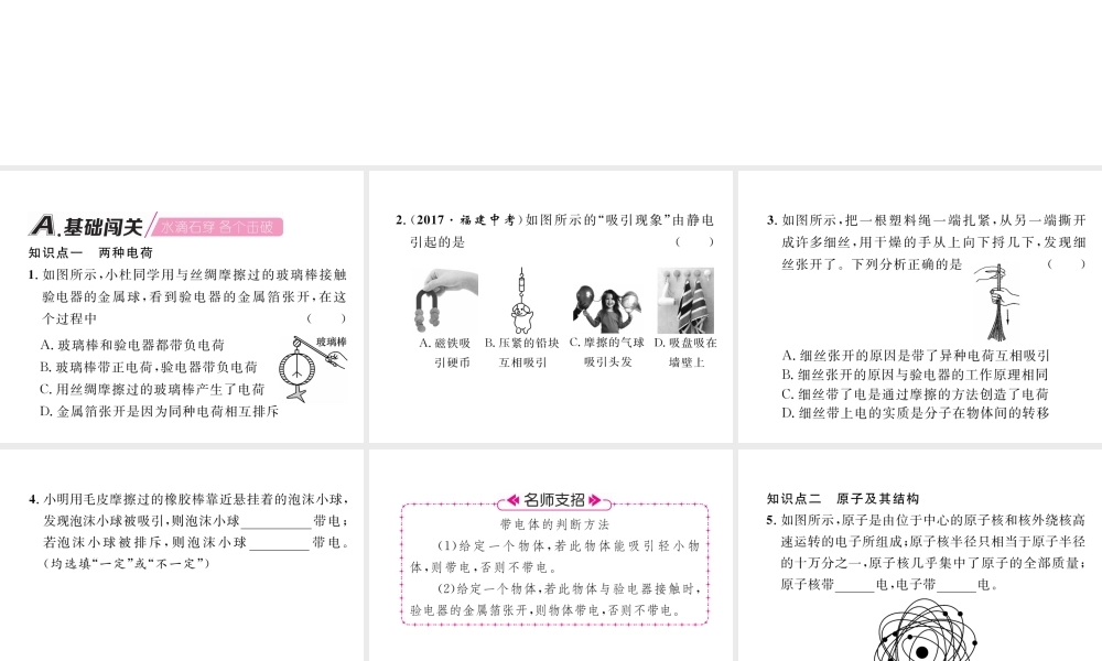 （安徽专版）秋九年级物理全册 第15章 第1节 两种电荷课件 （新版）新人教版-（新版）新人教版初中九年级全册物理课件