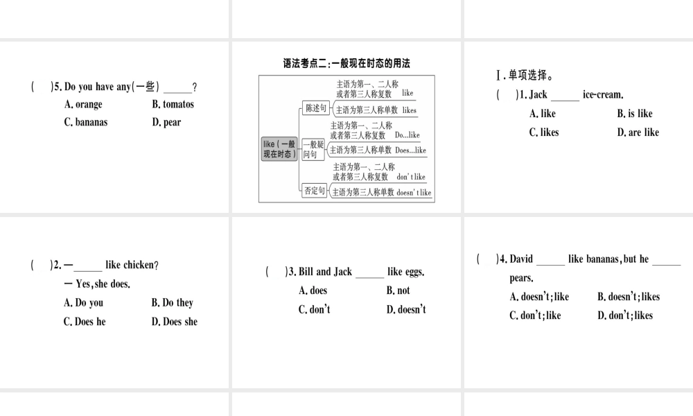 （安徽专版）秋七年级英语上册 Unit 6 Do you like bananas语法专项习题讲评课件 （新版）人教新目标版-（新版）人教新目标版初中七年级上册英语课件