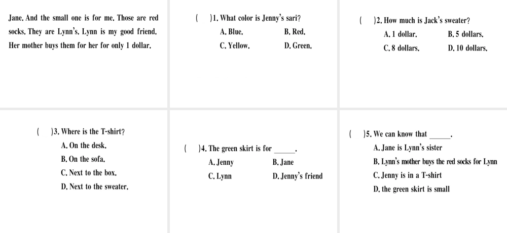 （安徽专版）秋七年级英语上册 Unit 7 How much are these socks（第3课时）习题讲评课件 （新版）人教新目标版-（新版）人教新目标版初中七年级上册英语课件