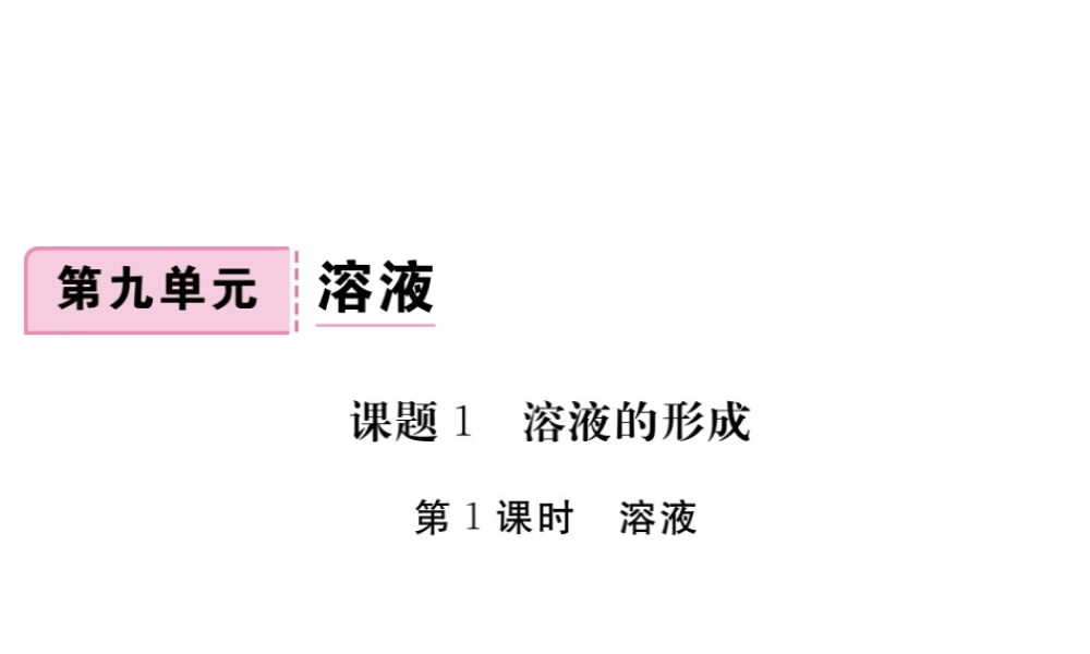 （安徽专版）九年级化学下册 9.1 溶液的形成 第1课时 溶液练习课件 （新版）新人教版-（新版）新人教版初中九年级下册化学课件