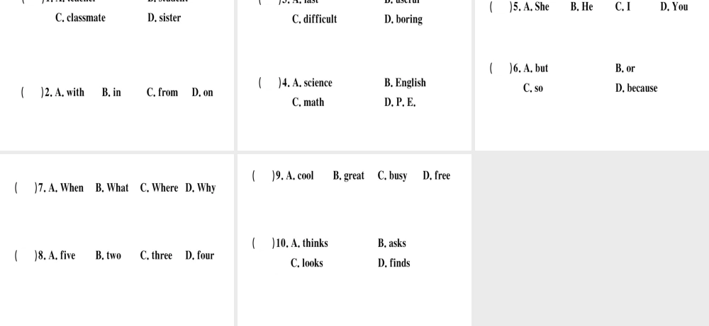 （安徽专版）秋七年级英语上册 Unit 9 My favorite subject is science（第4课时）习题讲评课件 （新版）人教新目标版-（新版）人教新目标版初中七年级上册英语课件