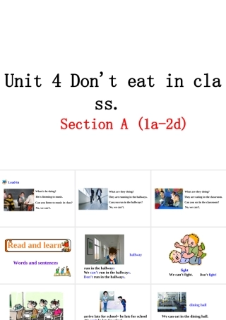 （安徽专版）春七年级英语下册 Unit 4 Don’t eat in class（第1课时）教学课件 （新版）人教新目标版-（新版）人教新目标版初中七年级下册英语课件
