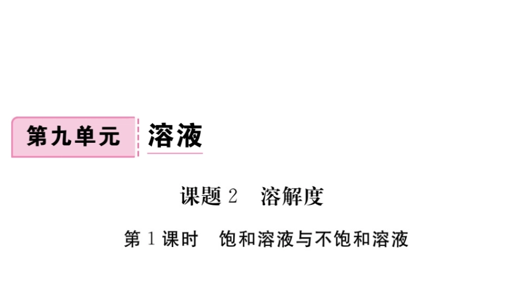 （安徽专版）九年级化学下册 9.2 溶解度 第1课时 饱和溶液与不饱和溶液练习课件 （新版）新人教版-（新版）新人教版初中九年级下册化学课件